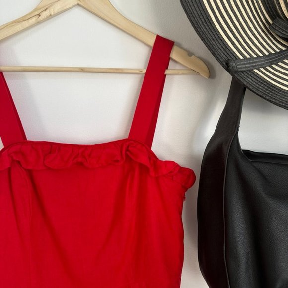 Mango Red Ruffle Mini Dress - Picture 3 of 10